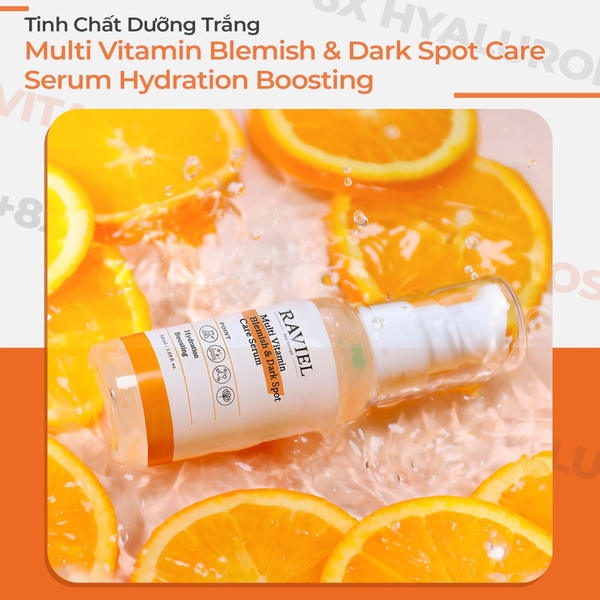 Tinh chất dưỡng sáng, làm mờ đốm nâu, căng bóng da Raviel Multi Vitamin Blemish Dark Spot Care Serum 50ml