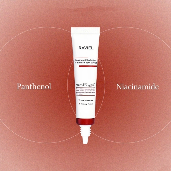 Kem giảm thâm, mụn sưng Raviel Panthenol Acerola Dark Spot Blemish Spot Cream 15ml