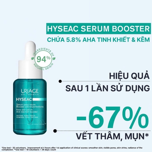 Serum giảm nhờn mụn Uriage Hyseac Serum Booster Anti Imperfect 30ml