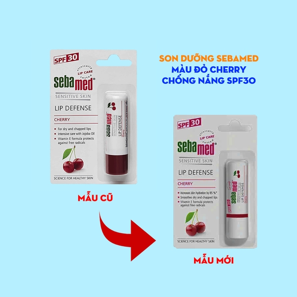 Son dưỡng chống khô nứt môi hương cherry màu đỏ đậm Sebamed pH5.5 Sensitive Skin Lip Defense Cherry 4.8g