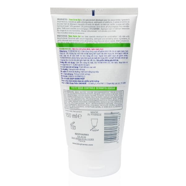 Gel rửa mặt giảm nhờn ngừa mụn ISIS Pharma Teenderm Gel 150ml
