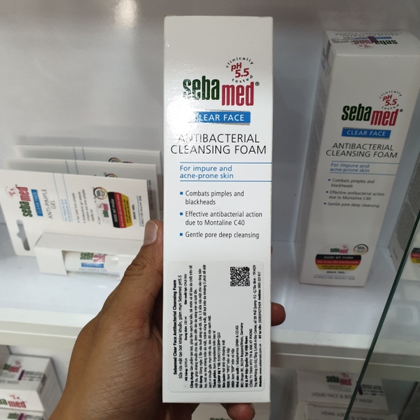 (Mua 1 tặng 1) Sữa rửa mặt tạo bọt Sebamed pH5.5 Clear Face AntiBacterial Cleansing Foam 150ml - giảm khuẩn, mụn