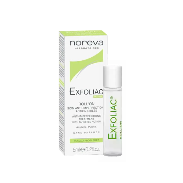 Tinh chất chấm mụn Noreva Exfoliac Roll On Targeted Anti Imperfection Care 5ml - Giảm mụn, Giảm sưng, gom cồi
