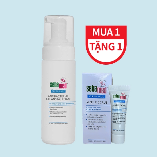 (Mua 1 tặng 1) Sữa rửa mặt tạo bọt Sebamed pH5.5 Clear Face AntiBacterial Cleansing Foam 150ml - giảm khuẩn, mụn