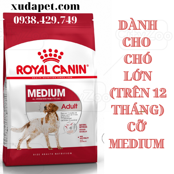 THỨC ĂN ROYAL CANIN Dành cho chó kích cỡ Medium (cân nặng tối đa từ 11 - 25 kg) và đang trong lứa tuổi Adult từ 12 tháng tuổi trở lên - SP000438