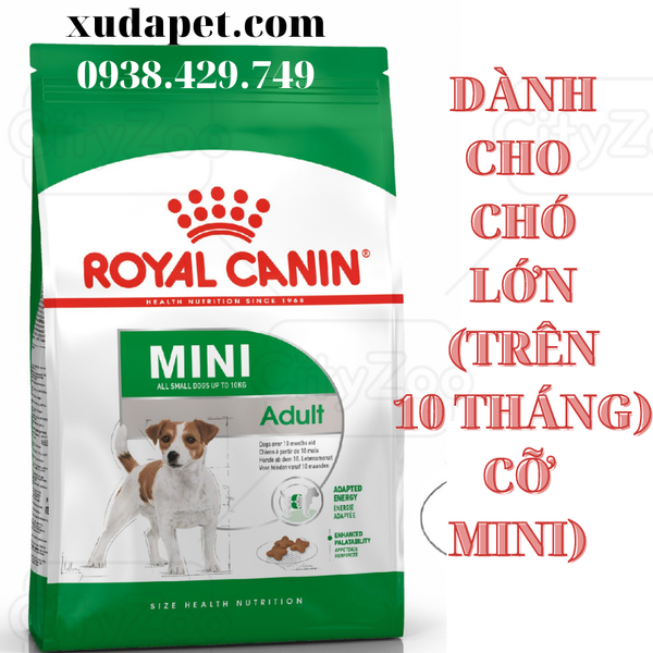 THỨC ĂN ROYAL CANIN dành cho chó kích cỡ Mini (cân nặng tối đa 10kg) và đang trong lứa tuổi Adult từ 10 tháng tuổi - P000444