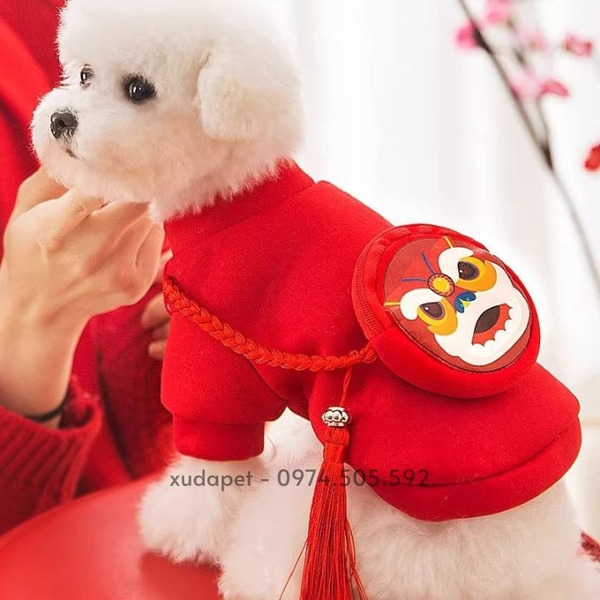 ÁO TẾT CHO CHÓ MÈO CÓ TÚI LÂN LÌ XÌ MAY MẮN - SP007928