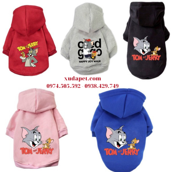 Áo hoodie cho chó mèo hình Tom and Jerry (TỪ 1-35kg)