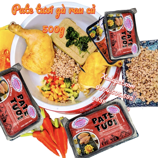 Pate Tươi Gà Rau Củ Cho Chó Mèo Nguyên Chất 100% Hộp 500g - SP005433