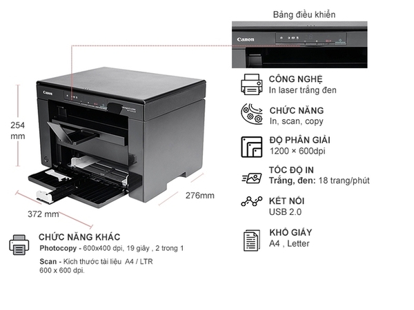 Máy in laser đen trắng đa nang Canon MF 3010 | New | FullVAT | Genuine -  1Yrs DELL COMPUTER (Dell Desktop/Máy tính để bàn Dell)