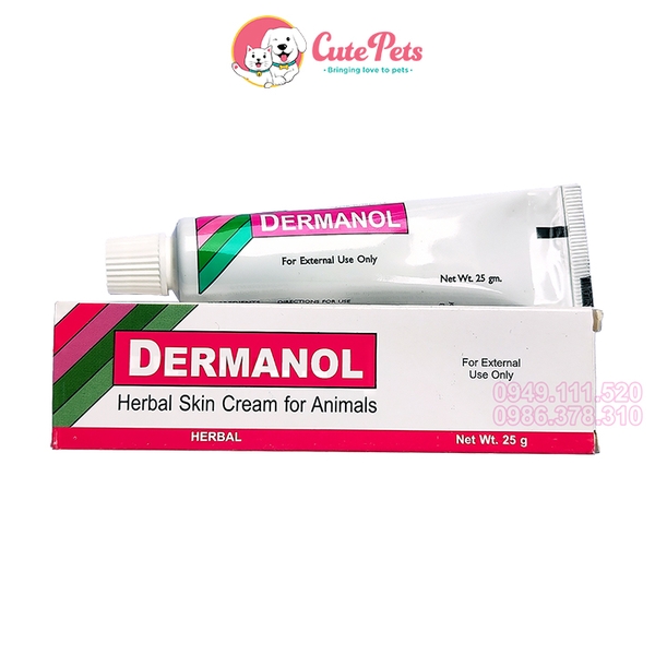 Kem bôi trị nấm, viêm da Dermanol Herbal Skin Cream 25g dành cho chó ...