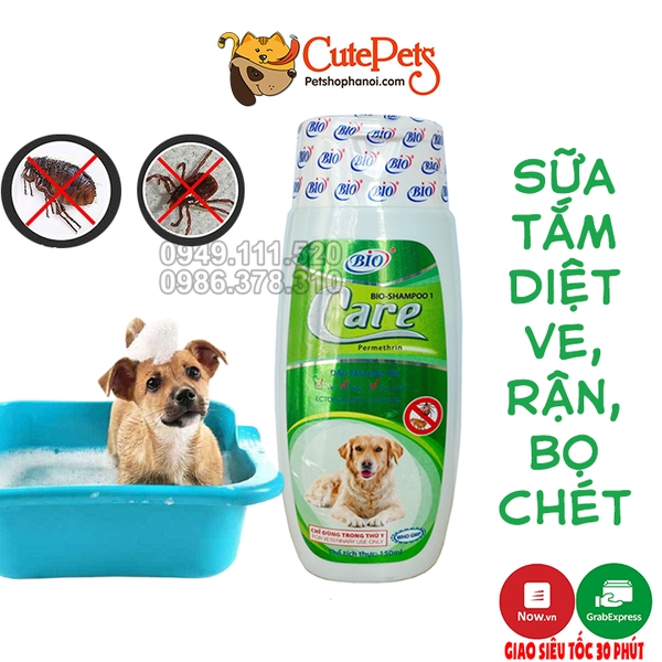 Sữa tắm trị ve rận cho chó mèo Bio Care 150ml Dầu tắm trị bọ trét thú cưng  - CutePets Cutepets - Pet shop & Grooming Spa Thú cưng Hà Nội