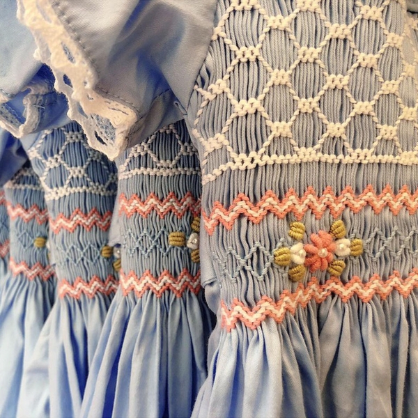 Blue hand smocked dress Bunniti BN225