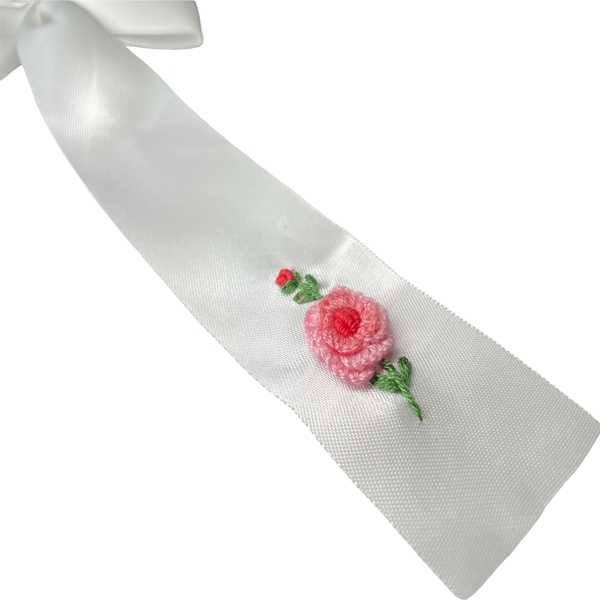 Hand embroidery hair bow BBW002