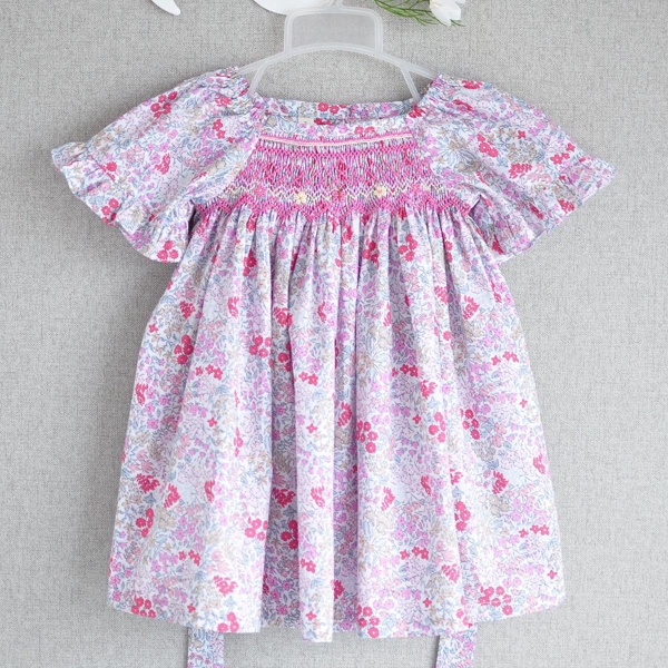 Hand smocked dress Bunniti BN233 - Floral Printed Fabric