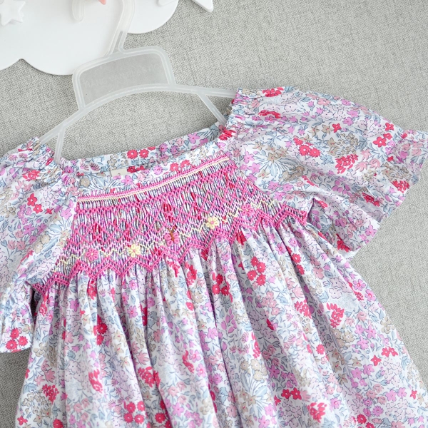 Hand smocked dress Bunniti BN233 - Floral Printed Fabric