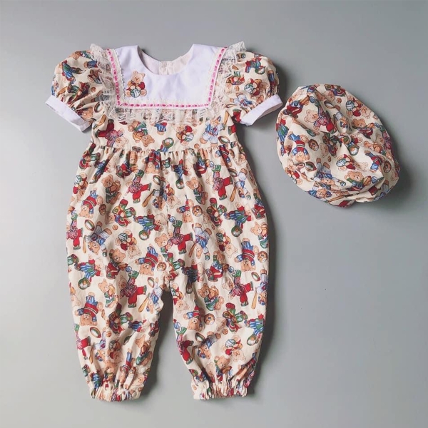 Valentine romper Bunniti BN248 - Tini Bear Printed Fabric