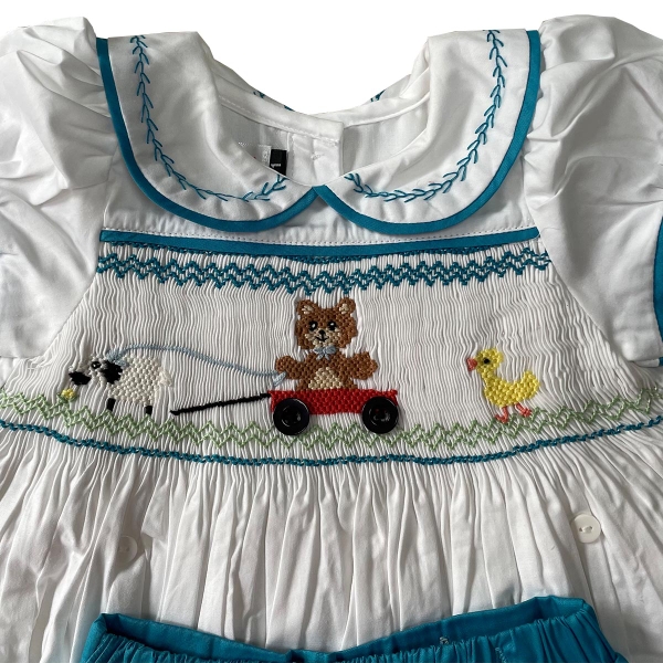 Hand smocked boy short set Bunniti BNS379