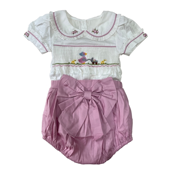 Hand smocked diaper set Bunniti BNS387