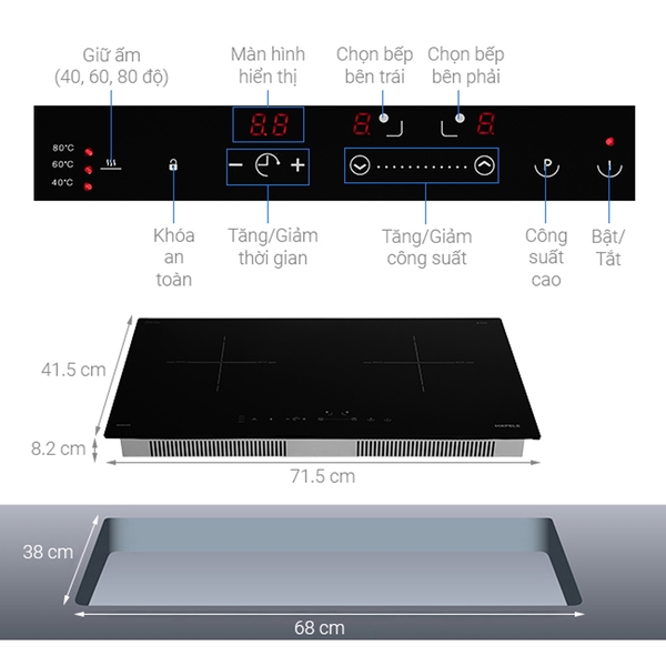 Bếp từ 2 vùng nấu Hafele HC-I2712A/536.61.716