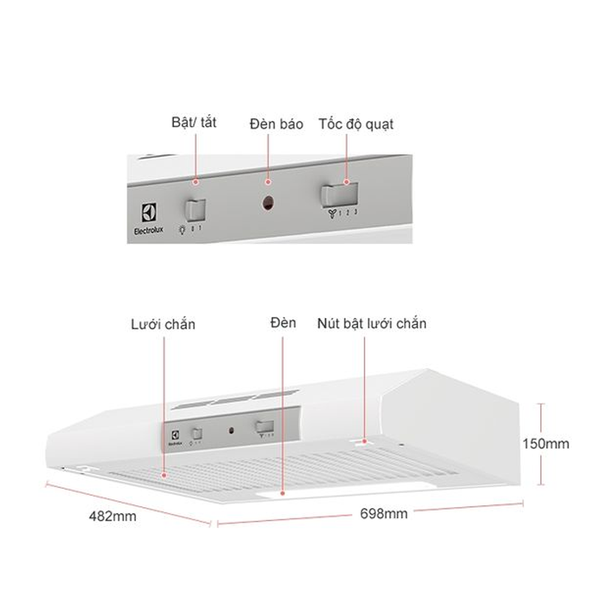 Máy hút mùi dưới tủ ELectrolux EFT7041W
