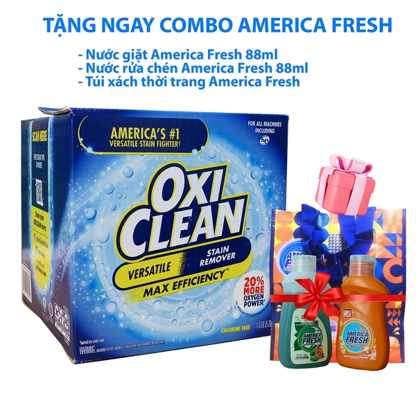 Bột tẩy rửa đa năng Oxiclean Versatile Stain Remover 5.26kg (Tặng Combo AMERICA FRESH)