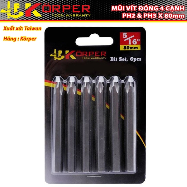 Giới Thiệu Mũi Vít Đóng 4 cạnh Korper 80mm