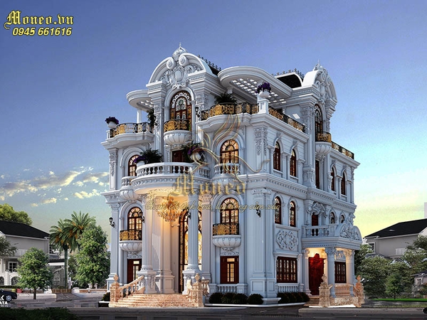 Mẫu biệt thự kiểu lâu đài 3 tầng cổ điển 250m2