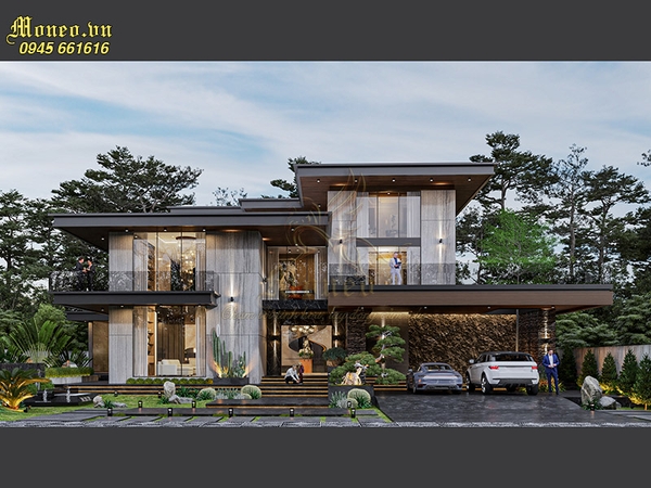 KTS tư vấn thiết kế biệt thự sân vườn 300m2 3 tầng hiện đại đẹp như mơ