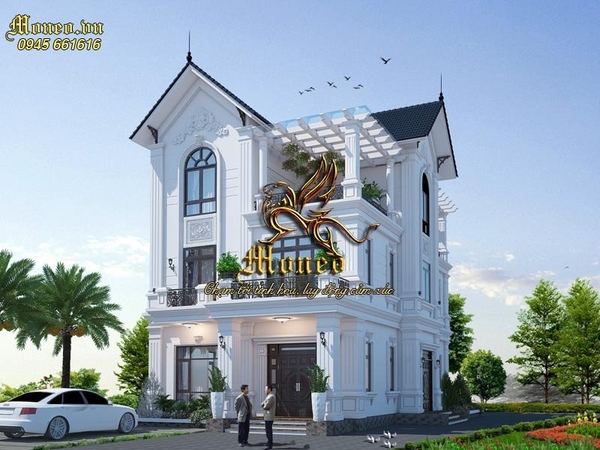 Nét tinh tế uyển chuyển của mẫu biệt thự mặt tiền 9m sâu 16m 3 tầng tân cổ điển