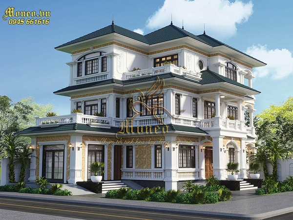 Tư vấn thiết kế nhà biệt thự 3 tầng mái nhật sang trọng đẳng cấp tại Thái Bình