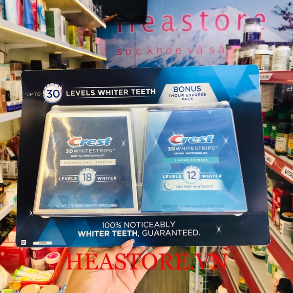 SET MIẾNG DÁN TRẮNG RĂNG CREST 3D WHITE STRIPS 30 LEVELS WHITER TEETH - 60 MIẾNG