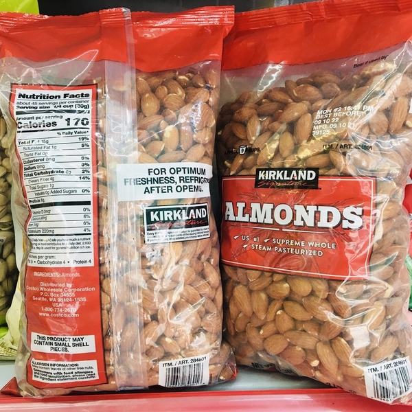 Hạnh nhân Kirkland Almonds 1,36 kg mỹ