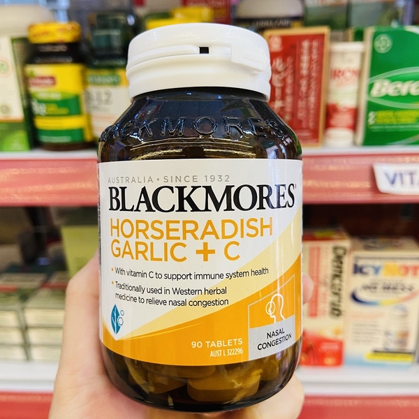 VIÊN UỐNG ĐIỀU TRỊ CẢM LẠNH BLACKMORES HORSERADISH GARLIC C 90V(2/2026)
