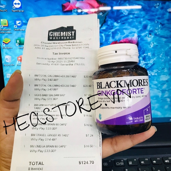 VIÊN UỐNG BỔ NÃO BLACKMORES GINKGOFORTE - 80 VIÊN