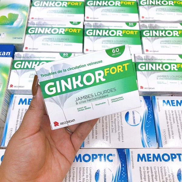 VIÊN UỐNG HỖ TRỢ BỆNH BỆNH SUY GIẢM BẠCH HUYẾT TĨNH MẠCH VÀ TRĨ GINKOR FORT JAMBES LOURDES