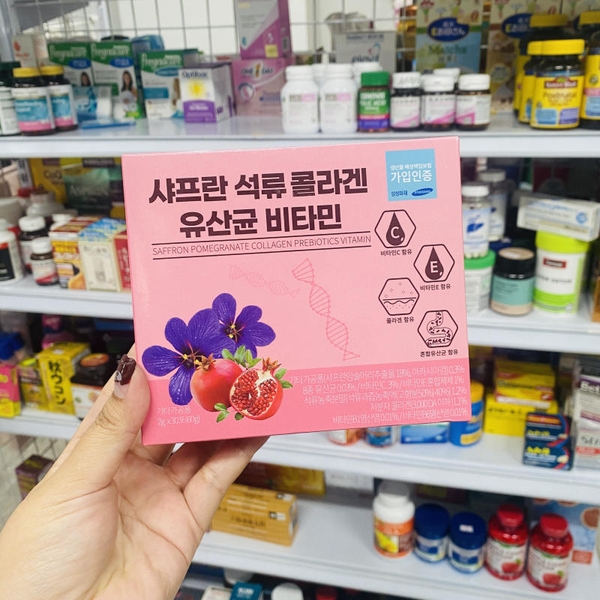 BỘT COLLAGEN LỰU ĐỎ NHUỴ HOA NGHỆ TÂY SAFFRON POMEGRANATE COLLAGEN PREBIOTICS VITAMIN - 30 GÓI