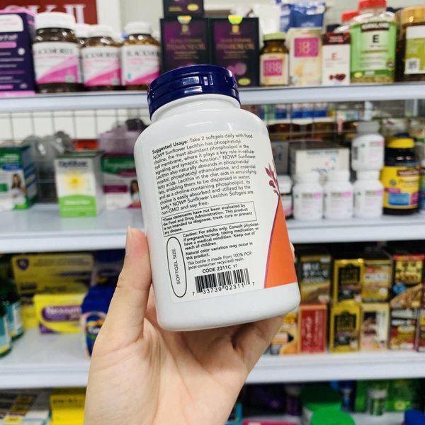 VIÊN UỐNG THÔNG TẮC TIA SỮA NOW FOODS SUNFLOWER LECITHIN 1200MG - 100 VIÊN (11/2027