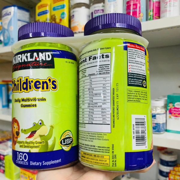 KẸO DẺO CHO BÉ KIRKLAND CHILDREN'S DAILY MULTIVITAMIN GUMMIES - 160 VIÊN