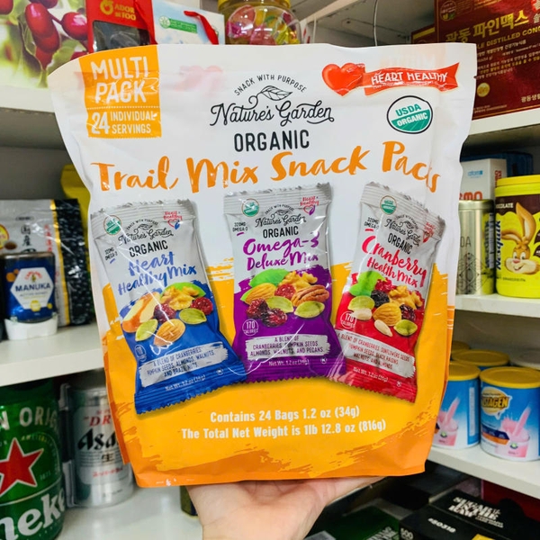 HẠT MIX TỔNG HỢP ORGANIC TRAIL MIX SNACK PACKS 24 GÓI 816 GAM