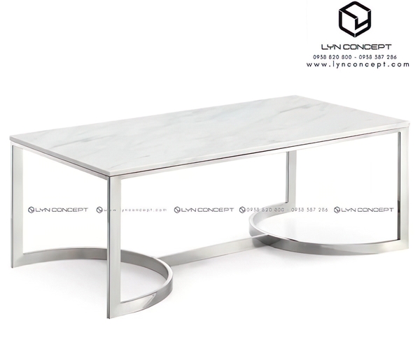 Bàn Trà Sofa Chữ Nhật Mặt Đá Chân Inox Trắng Bóng Cao Cấp - BT10C