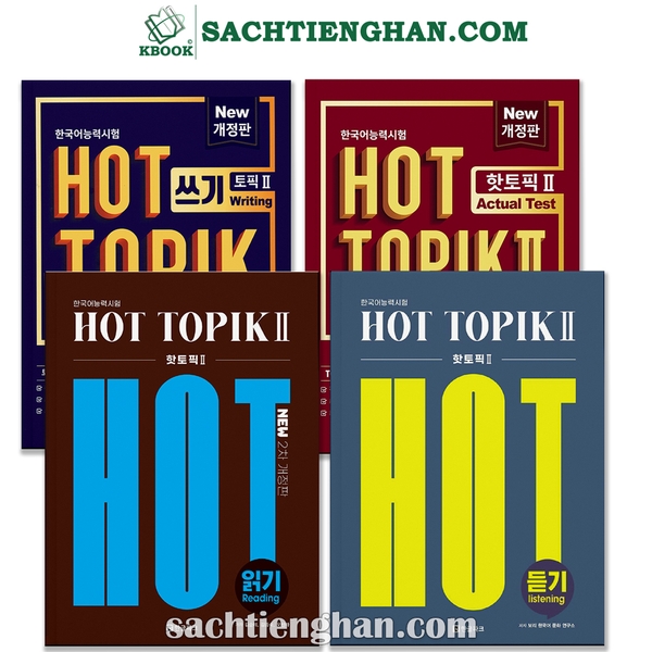 [Bản Màu] Combo 4 cuốn Hot topik II Nghe, Đọc, Viết, Đề bản mới - 핫 토픽 2