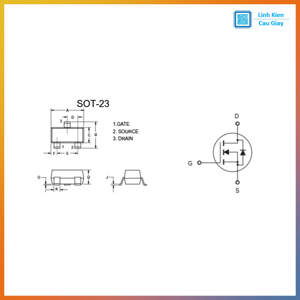 SI2302 Linh kiện Mosfet SI2302 A2SHB (SL: 5 chiếc) Linh kiện Cầu Giấy