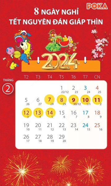 Thông báo: Lịch nghỉ Tết Nguyên Đán Giáp Thìn 2024 của Bepnuong.vn