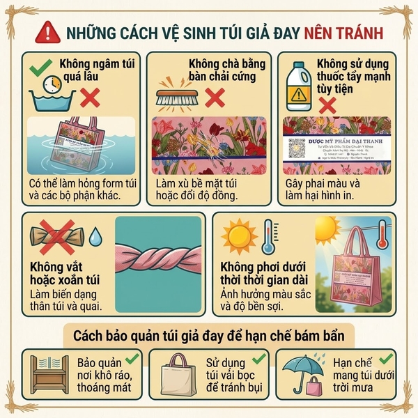 Những hạn chế khi vệ sinh túi giả đay
