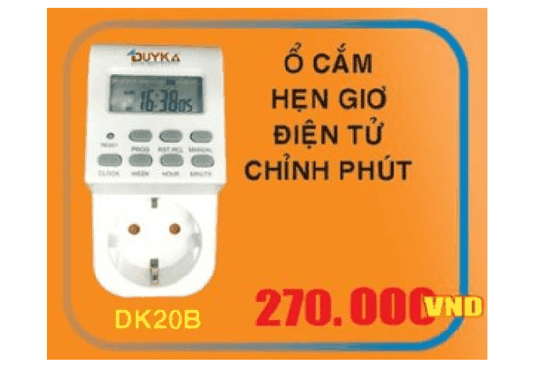 DK20B - Ổ cắm hẹn giờ điện tử chỉnh phút Duy Ka