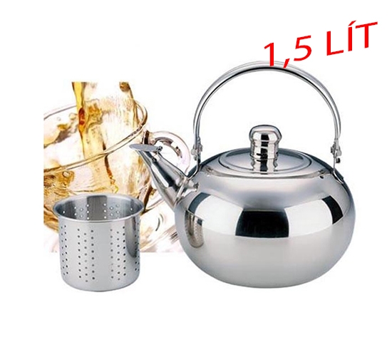 Ấm nấu nước Inox có lõi lọc trà, lọc thuốc 1.5 lít