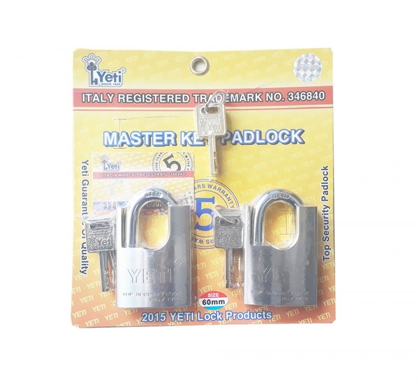 Bộ 2 ổ khóa chống cắt Yeti 60mm chìa vuông