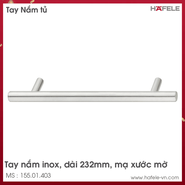 Tay Nắm Tủ Inox 232mm Hafele - 155.01.403