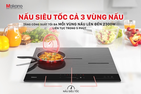 Bếp từ 3 vùng nấu Makano MKT-300002